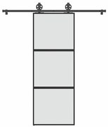 Συρόμενη πόρτα με σετ υλικού 76x205 cm από γυαλί&amp;Αλουμίνιο - Μαύρο