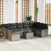 vidaXL Σετ 9 Τεμαχίων Κήπου με Μαξιλάρια Μαύρο Πολυ Ρατάν