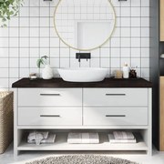 vidaXL Πάγκος Μπάνιου Σκούρο Καφέ 160x60x(2-6) εκ. Επεξεργ. Μασίφ Ξύλο
