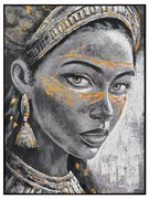 Πίνακας σε Καμβά &quot;Woman Face&quot; FL2671 Fylliana Γκρί - Χρυσό 90x3x120 εκ. 90x3x120 εκ.
