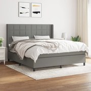 vidaXL Κρεβάτι Boxspring με Στρώμα Σκούρο Γκρι 180x200 εκ Υφασμάτιν