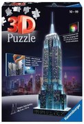Puzzle 3D Empire State Building 12566 Με Φως Led 216τμχ 14x7x49cm 10 Ετών+ Natural Ravensburger