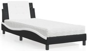 Σκελετός Κρεβατιού Χωρίς Στρώμα Zadar Μαύρο/Λευκό 90x190 εκ. από Συνθετικό Δέρμα