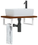 vidaXL Ράφι Νιπτήρα Τοίχου από Ατσάλι / Μασίφ Ξύλο Δρυός