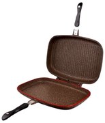Διπλό αντικολλητικό τηγάνι Grill CA007-F40-Καφέ DSP (ΔΩΡΟ Μπαταρίες ΑΑ 12τεμ)