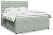 vidaXL Κρεβάτι Boxspring με Στρώμα Ανοιχτό Γκρι 180x200 εκ. Βελούδινο