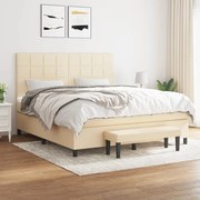 Κρεβάτι Boxspring με Στρώμα Κρεμ 180x200 εκ. Υφασμάτινο - Κρεμ