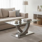 Τραπέζι σαλονιού Kasmora γκρι ξύλο-γυαλί 110x60x45εκ 110x60x45 εκ.