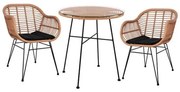 ΣΕΤ 3ΤΜΧ ALLEGRA WICKER ΜΕ ΤΡΑΠΕΖΙ Φ70Χ74Υ ΜΠΕΖ &amp; ΜΑΥΡΟ ΧΡΩΜΑ HM10476