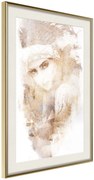 Αφίσα - Mysterious Look (Beige) - 40x60 - Χρυσό - Με πασπαρτού