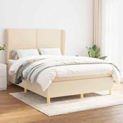 vidaXL Κρεβάτι Boxspring με Στρώμα Κρεμ 140x190 εκ. Υφασμάτινο
