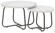 Tραπέζια σαλονιού Crismory Pakoworld σετ 2τεμ MDF σε απόχρωση λευκό μαρμάρου και μαύρα μεταλλικά πόδια 029-000240-029-000240-Μαύ 029-000240