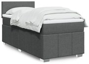 vidaXL Κρεβάτι Boxspring με Στρώμα Σκούρο Γκρι 90x190 εκ. Υφασμάτινο