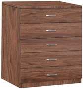 Συρταριερα Gioko με 5 συρτάρια σε καρυδι απόχρωση 80x40x100εκ 80x40x100 εκ.