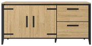 Insi Cork μπουφές με δύο πόρτες και δύο συρτάρια 191x45x90εκ. Golden Oak / Μαύρο  009.GM09