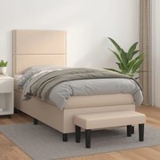 vidaXL Κρεβάτι Boxspring με Στρώμα Καπουτσίνο 100x200εκ.από Συνθ.Δέρμα