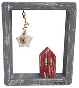 Χειροποίητη Ξύλινη Σύνθεση Τελαράκι 14x15x3 KWood Art 5216 Αστέρι Με Σπίτι