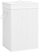 vidaXL Καλάθι Άπλυτων με 2 Τμήματα Λευκό 72 Λίτρα από Μπαμπού