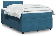 vidaXL Κρεβάτι Boxspring με Στρώμα Μπλε 120x190 εκ. Βελούδινο