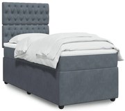 vidaXL Κρεβάτι Boxspring με Στρώμα Σκούρο Γκρι 80x200 εκ. Βελούδινο