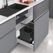 Σετ Αυτόματοι Κάδοι Απορριμμάτων 2x16lt &amp; Δοχεία 2x1lt Για Κουτί:600mm Ανθρακί
