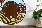 Intra απο ξύλο plywood  Χρώμα wenge 3mm-4mm πάχος - κοπής με λέιζερ ρολόι τοίχου Farming Fields Δίασταση 30x20 cm INTRAFABR-105479072
