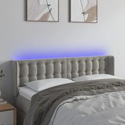 Κεφαλάρι Κρεβατιού LED Ανοιχτό Γκρι 147x16x78/88 εκ. Βελούδινο - Γκρι