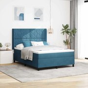 Κρεβάτι Box Spring με Στρώμα vidaXL Σκούρο Μπλε 140x190 εκ. Βελούδο