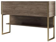 Κονσόλα Luxe 618BLY1403 120x30x80cm Gold-Walnut Μοριοσανίδα, Μέταλλο