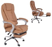 WOODWELL ΕΟ573,2BF9700 Relax Πολυθρόνα Γραφείου Διευθυντή, με Υποπόδιο, Βάση Χρώμιο,PU Μπεζ 67x72x120/128cm ΕΟ573,2
