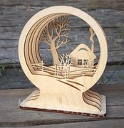 Σετ των 3 Intra απο ξύλο plywood 3mm-4mm πάχος – ξύλο Εσωτερικής Διακόσμησης Winter House Snow Globe 15x15 cm INTRAVECTRY-MY548636