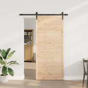 vidaXL Συρόμενη Πόρτα Καφέ 80 x 208 εκ. Μασίφ ξύλο πεύκου
