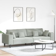 vidaXL Βελούδινος καναπές με μαξιλάρι Ανοιχτό γκρι 208 εκ. Βελούδο