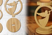 Intra απο ξύλο plywood 3mm-4mm πάχος Κηροπήγιο αγγέλου Χριστουγέννων Δίασταση 15x15 cm INTRAFABR-76986707