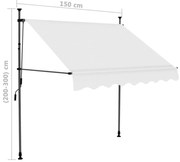 Τέντα Συρόμενη Χειροκίνητη με LED Κρεμ 150 εκ.