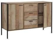 WOODWELL Ε8439,WPALLET-W Μπουφές Σαλονιού Τραπεζαρίας, Μέταλλο Βαφή Μαύρο - Antique Oak 124x40x80cm Ε8439,W