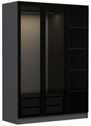 Ντουλάπα Τρίφυλλη Kale 506MNR2272 135x52x210cm Anthracite-Black Τρίφυλλη