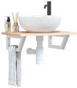 vidaXL Ράφι Νιπτήρα Τοίχου από Ατσάλι / Μασίφ Ξύλο Δρυός