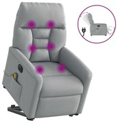 vidaXL Πολυθρόνα Μασάζ Ηλεκ. Ανακλινόμενη Ανύψωση Αν. Γκρι Υφασμάτινη