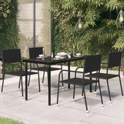 vidaXL Τραπεζαρία Κήπου Μαύρη 140 x 70 x 74 εκ. από Ατσάλι / Γυαλί