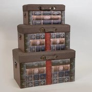 ΜΠΑΟΥΛΑ ,  ΚΑΦΕ &amp; ΡΟΖ, ΣΕΤ 3ΤΜΧ, 58x35x32, 48x28x25, 38x21x39cm|752-28016