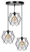 DAZLA 201-0024 Vintage Κρεμαστό Φωτιστικό Πλέγμα Τρίφωτο 3 x E27 IP20 Μαύρο Μέταλλο-Μ32 x Π32 x Υ70cm Globostar 201-0024 Μαύρο