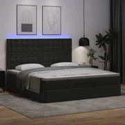 Οθωμανικό κρεβάτι με στρώματα &amp; LEDs Μαύρο Faux Leather 3313870