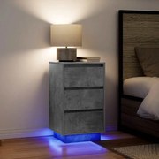 Κομοδίνο με φώτα LED Γκρι μπετόν 38x34x65 cm 861304