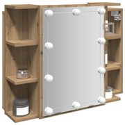 vidaXL Ντουλάπι καθρέφτη με LED Artisan Oak 70x16,5x60 cm