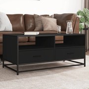 vidaXL Τραπεζάκι Σαλονιού Μαύρο 100x50x45 εκ. Επεξ. Ξύλο &amp; Μέταλλο
