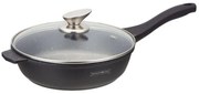 Βαθύ τηγάνι με καπάκι Γραμμή Royalty RL-BDF24M, 24 cm, 2,2 λίτρα, Μαρμάρινη επίστρωση, Επαγωγή, Μαύρο