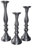 Κηροπήγια Lusar 022222 (Σετ 3τμχ) D11xH40,36,30cm Antique Silver Aluminium