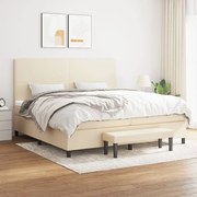 vidaXL Κρεβάτι Boxspring με Στρώμα Κρεμ 200x200 εκ. Υφασμάτινο