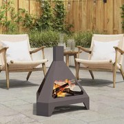 vidaXL Τζάκι με Καμινάδα Μαύρο 50x43x52 εκ Ατσάλι